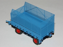 Fortschritt T087 přívěs s drátěnými bočnicemi modrý (model)
