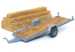 NP-25A jednoosý Agro přívěs plaťák s nákladem balíků slámy (model)