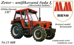 Zetor - unifikovaná řada I. traktor se Slovenskou kabinou, s předním náhonem (stavebnice 1:87)