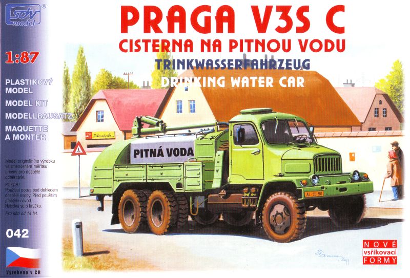 Praga V3S CV cisterna na pitnou vodu (stavebnice v měřítku 1:87)