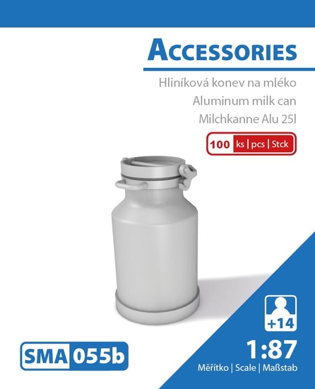 Hliníková konev na mléko (stavebnice 100 ks)